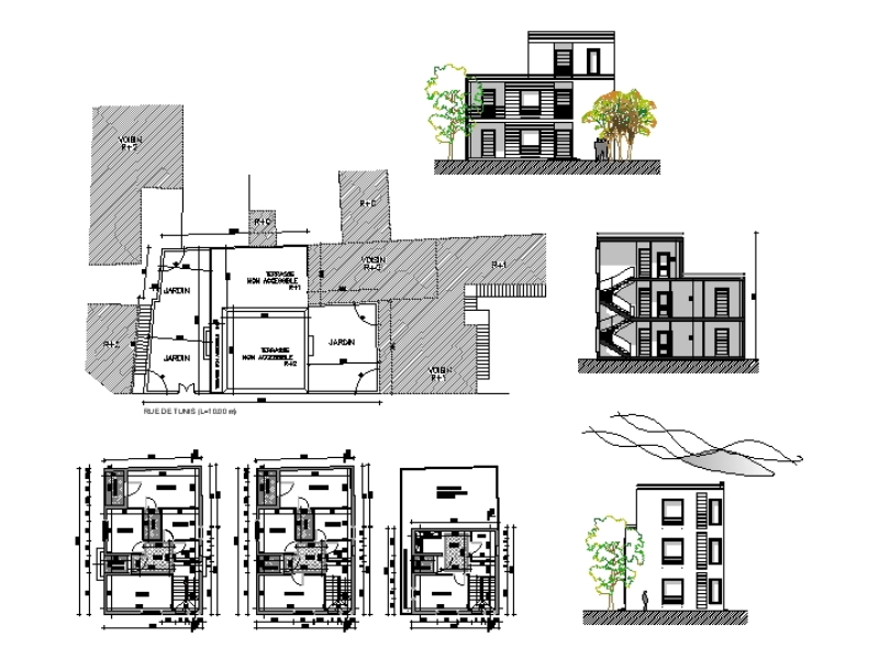 Habitação multifamiliar de 8,20 x 12,17 metros.