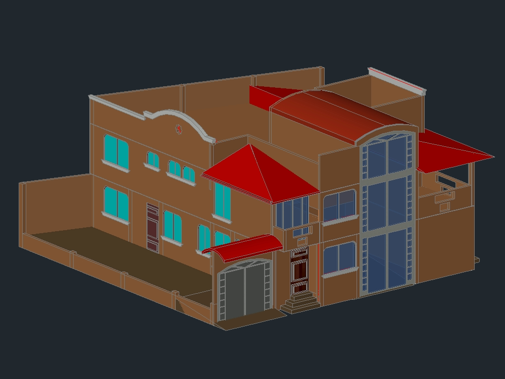 3D zweistöckiges Haus