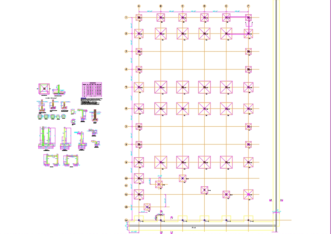 Foundation plan for automobile showroom store (223.36 KB