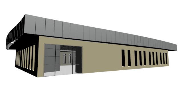 Office Building, One Storey, Volume in 3d