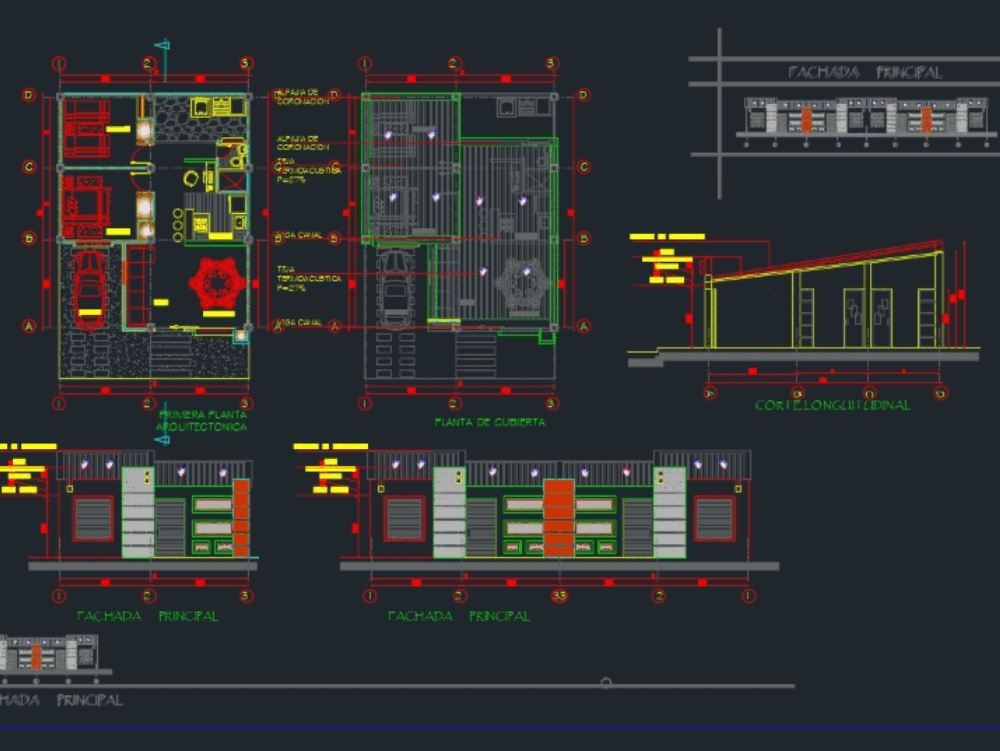 Vivienda unifamiliar 8 x 10 en AutoCAD  CAD (455 KB 