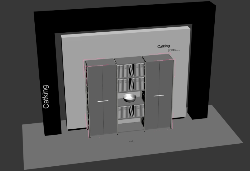 Wall cabinet bookshelf unit in 3DMax