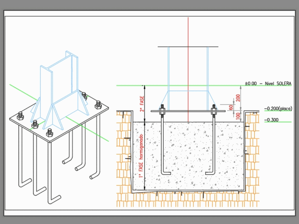 Metal joinery- column anchorage in AutoCAD | CAD (26.74 KB) | Bibliocad