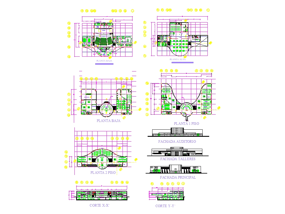 Centro Cultural En Autocad Descargar Cad 1 92 Mb Bibliocad