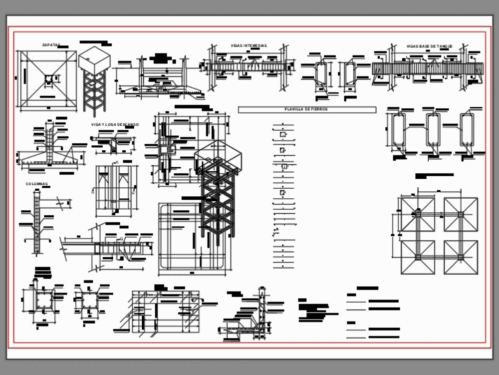 Elevated tank, construction details in AutoCAD | CAD (105.21 KB