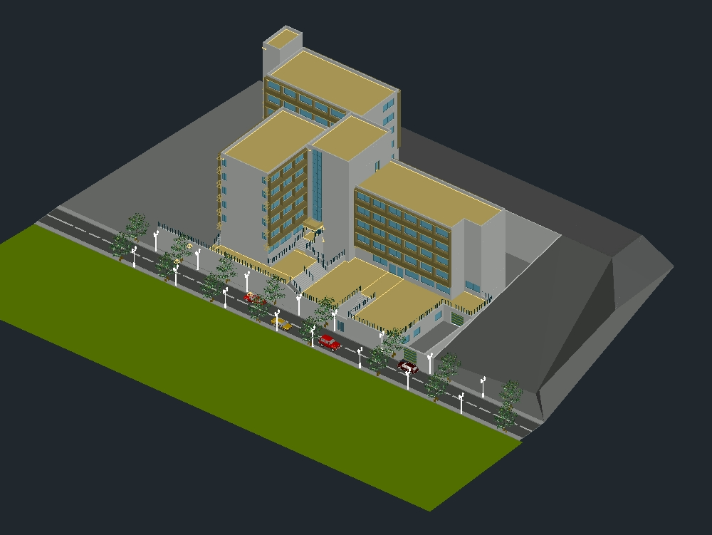 edifício de escritórios 3D