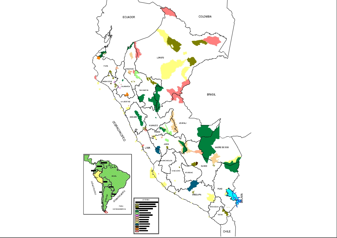 Map of natural protected areas - peru
