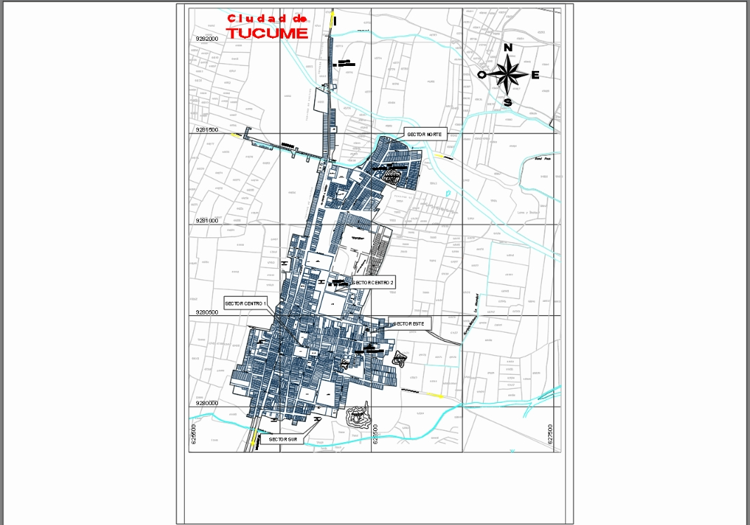 Katasterkarte der Stadt Tucumbe
