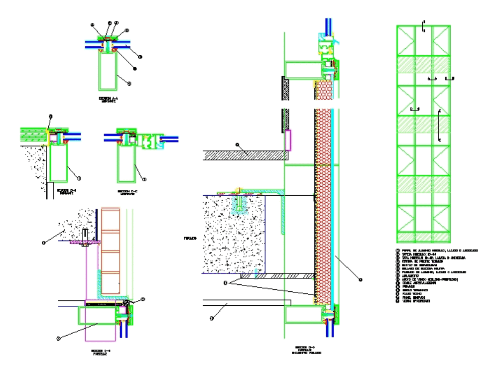 curtain dwg cad autocad section block walling bibliocad