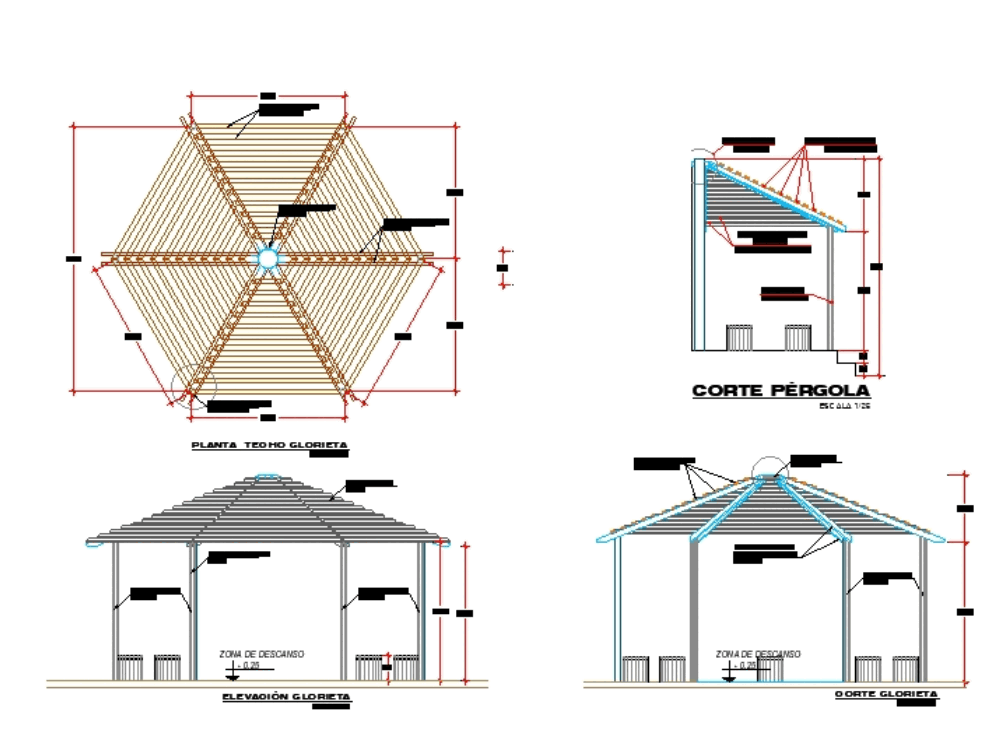 Pergolato dwg 2d