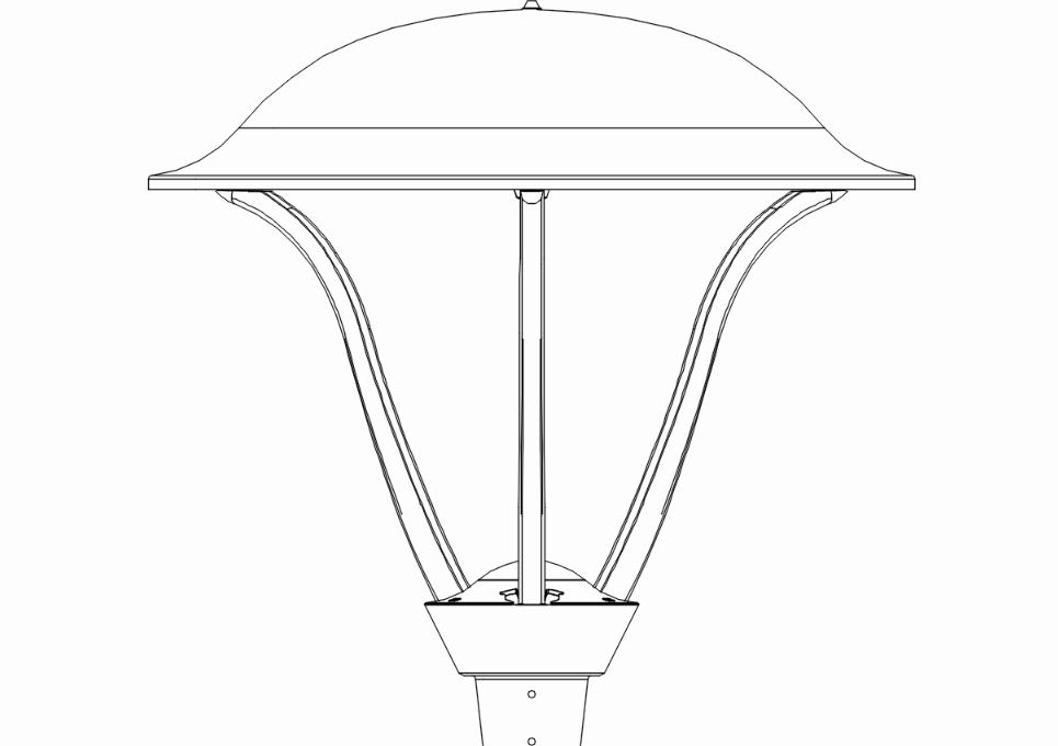 Luminaire top view cuts elevations