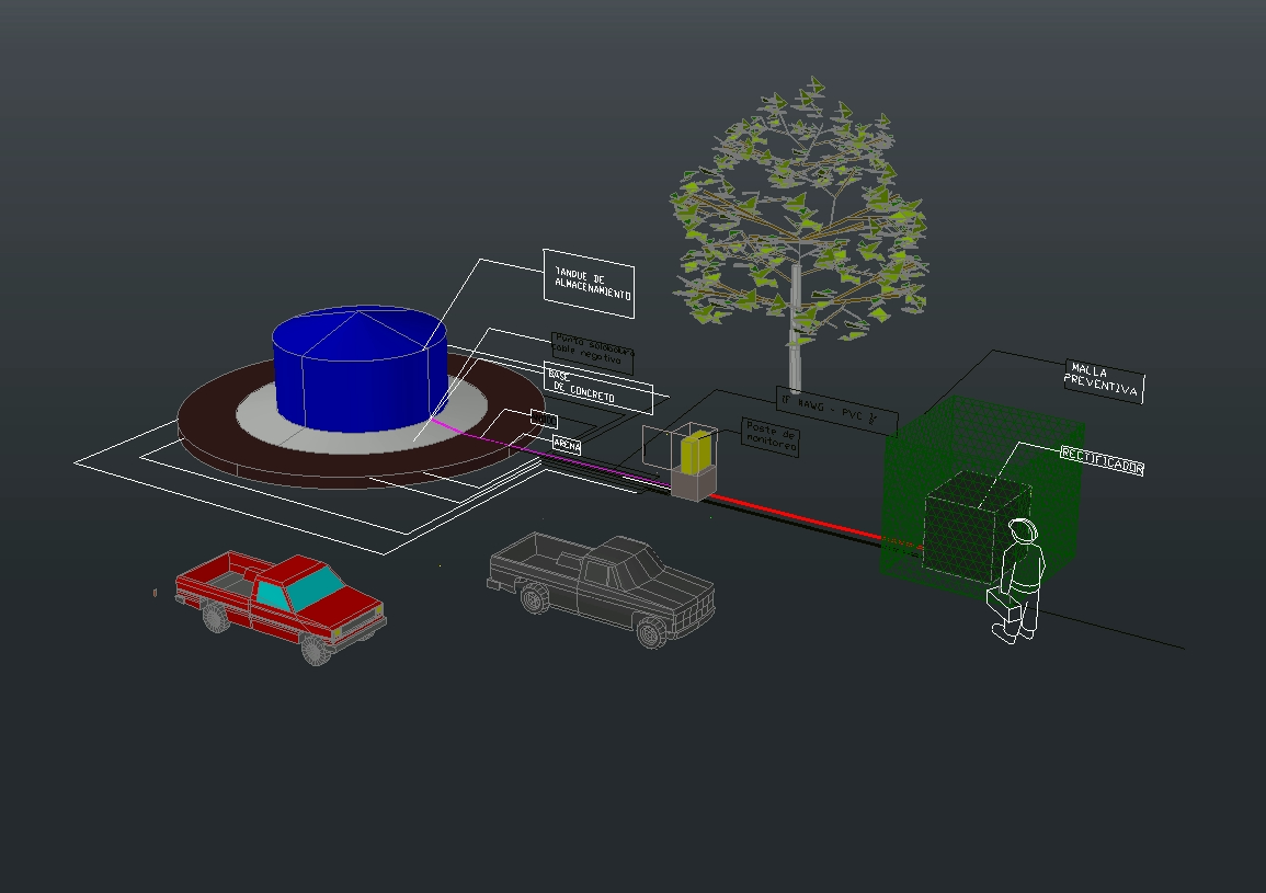 tanque de armazenamento 3D
