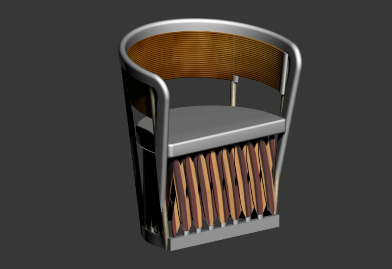 Rustic Mexican Rawhide Equipal - type Sidechair in 3d
