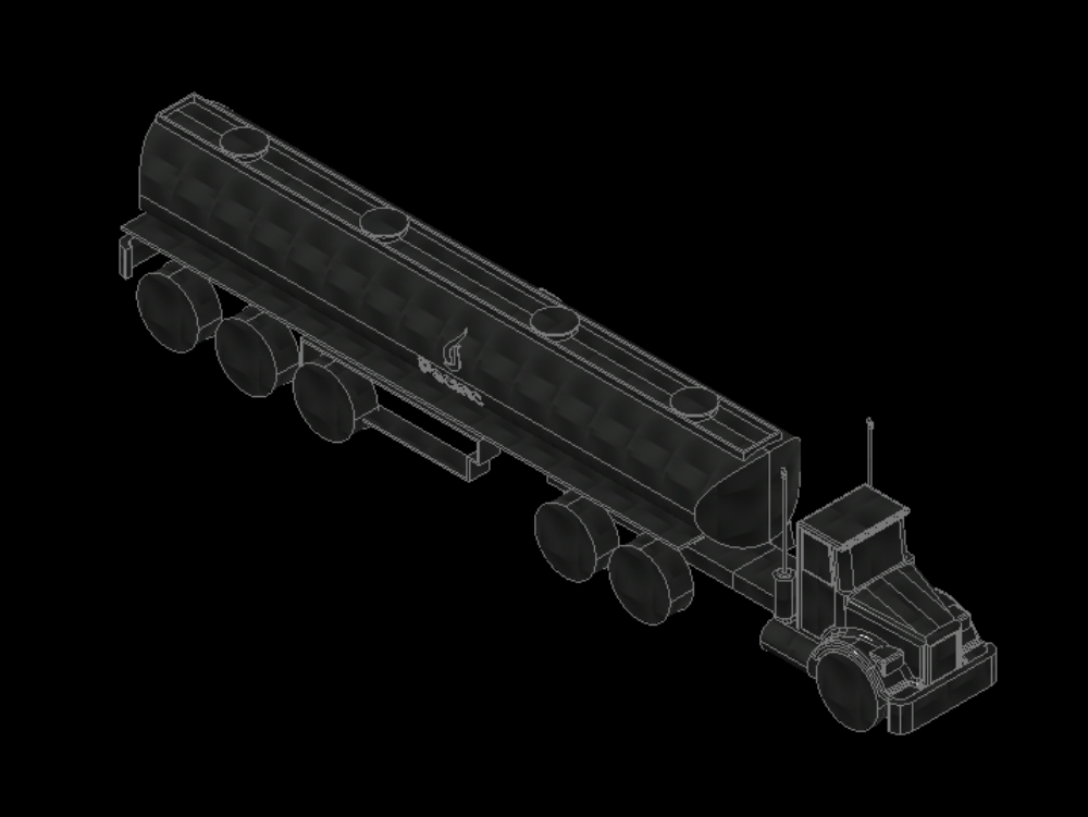 Truck with fuel tank in 3d.