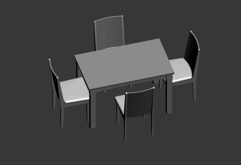 Table à manger en bois 75x120 cm, 4 chaises