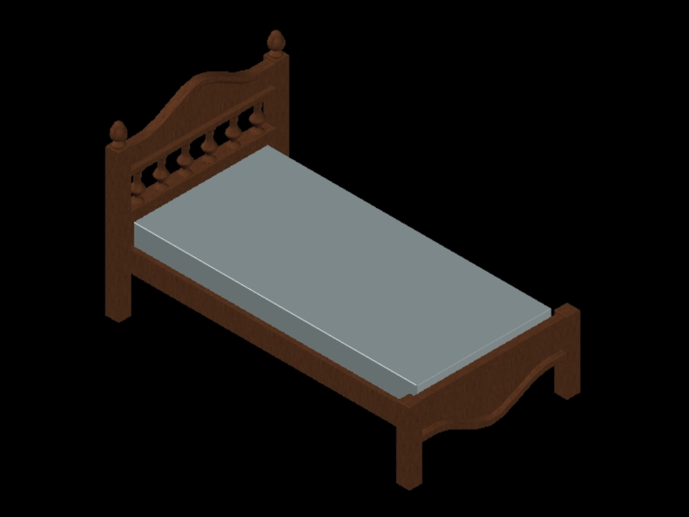 Single bed in 3d.