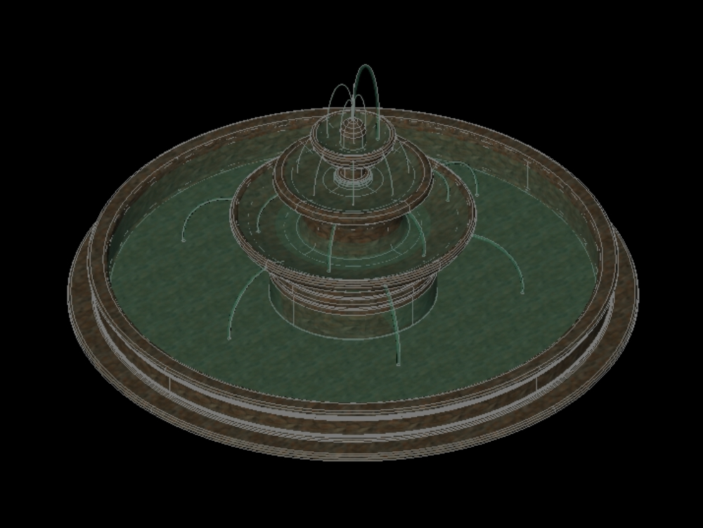 Fountain, Colonial Style in 3d