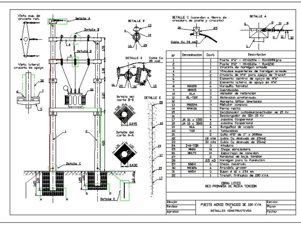 Subestação Biposte 200 Kva Em Autocad Cad 39695 Kb Bibliocad 9274