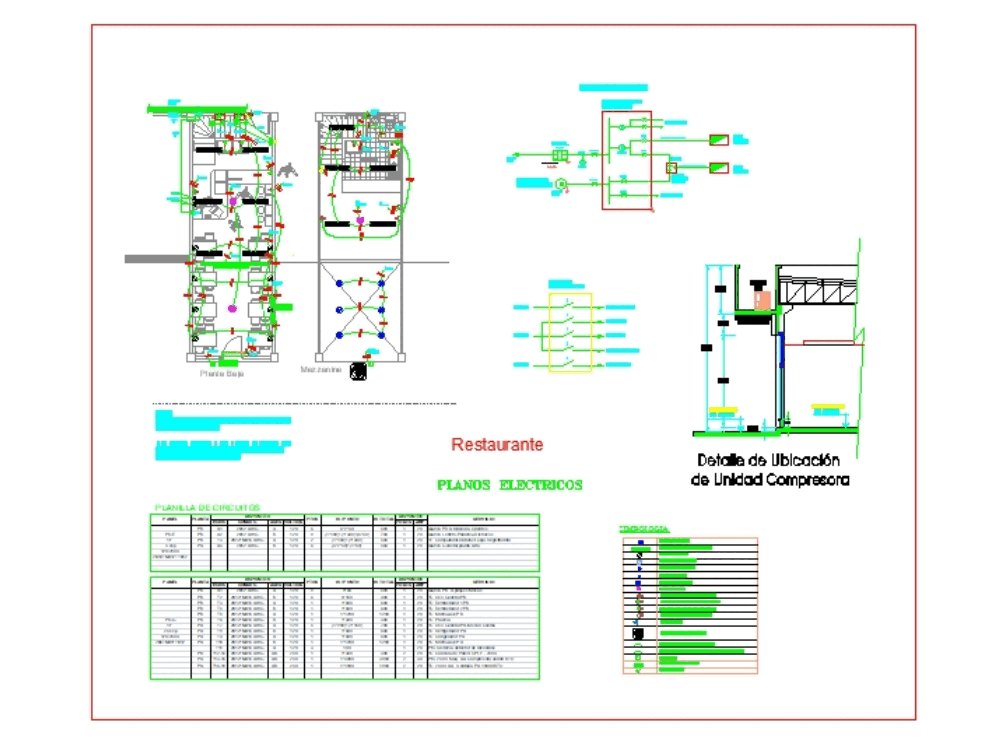 Electrical cables and wiring plan for a restaurant (376.45 KB) | Bibliocad