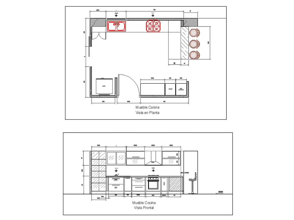 Kitchen in AutoCAD | Download CAD free (175.83 KB) | Bibliocad