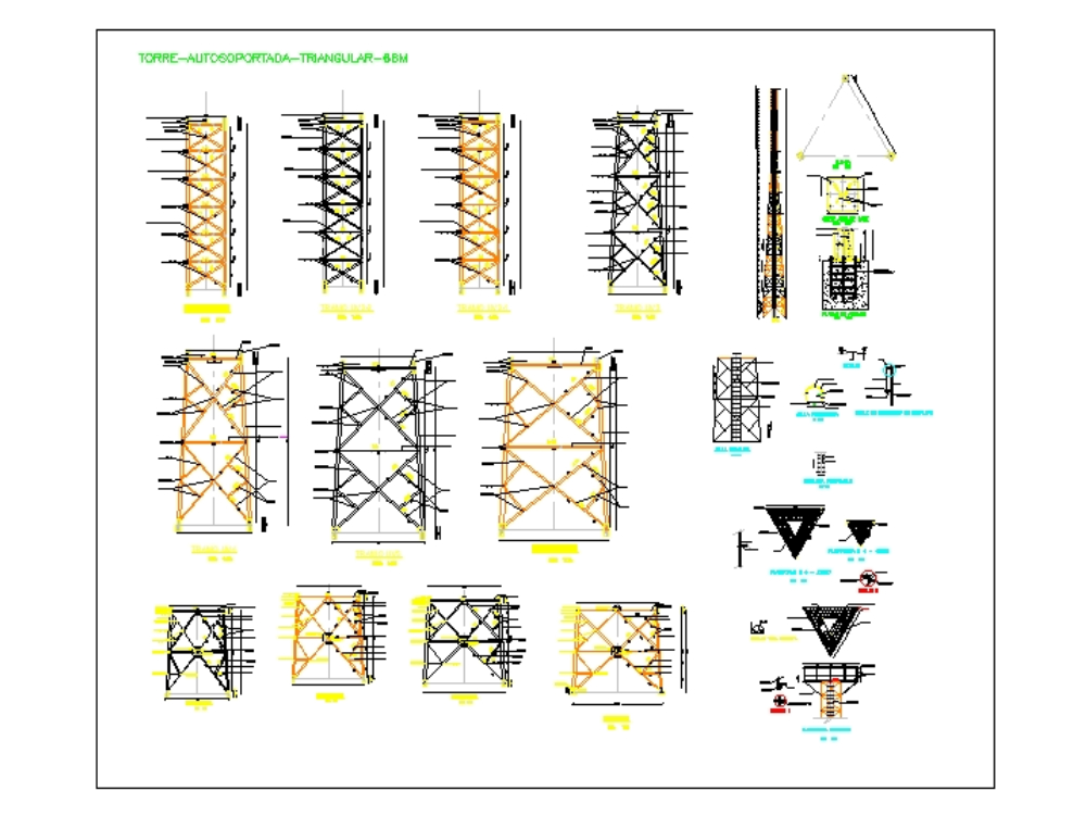 Plano de triangulação topográfica em AutoCAD, CAD (842.66 KB)