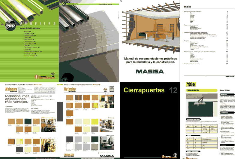 Catálogo de produtos com detalhes de construção