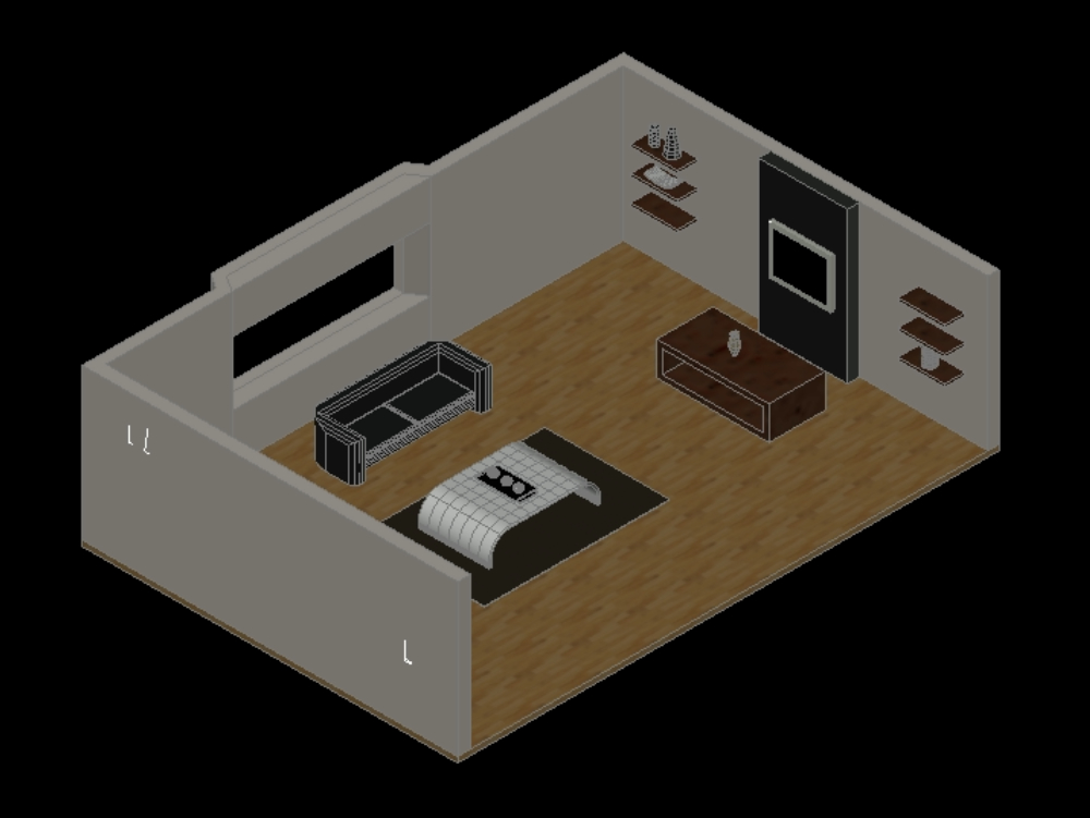 Living Room 3d In Autocad Download Cad Free 1 05 Mb Bibliocad