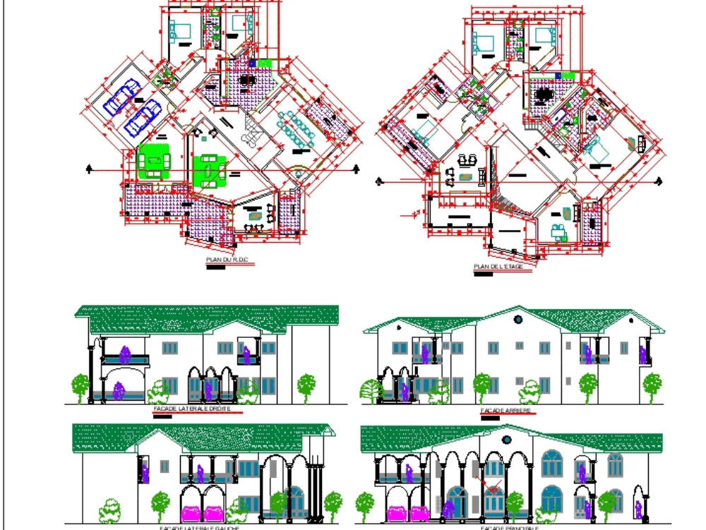 Casa residencial en AutoCAD | Descargar CAD gratis (1.43 MB) | Bibliocad