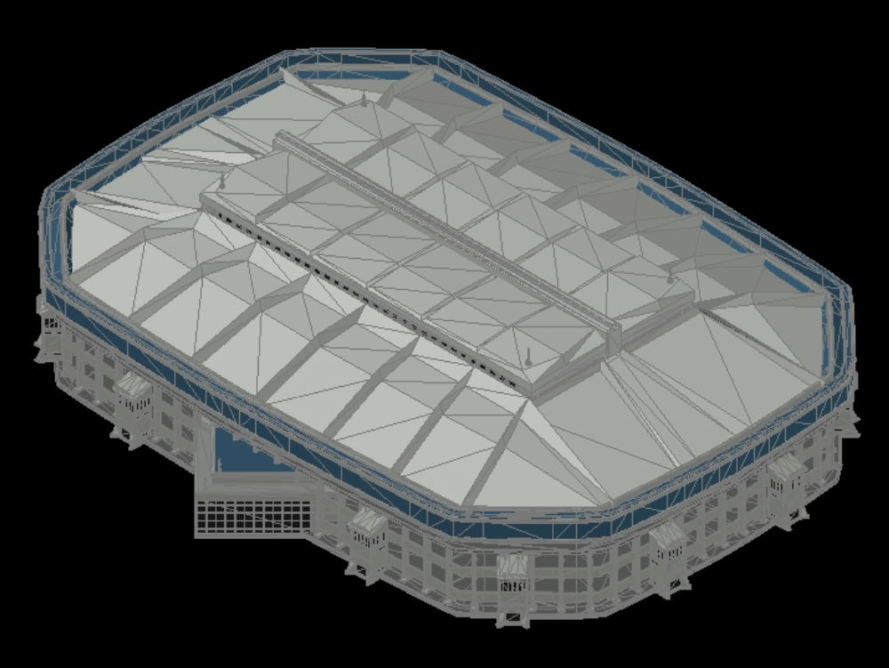 Estadio de futbol en 3D.