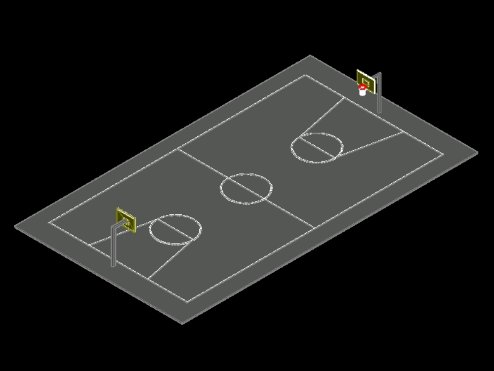 Basketball court in 3d.