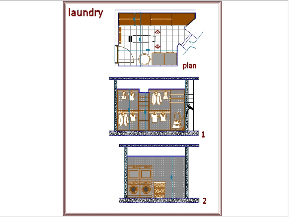 Laundry room in AutoCAD Download CAD free 228.06 KB 