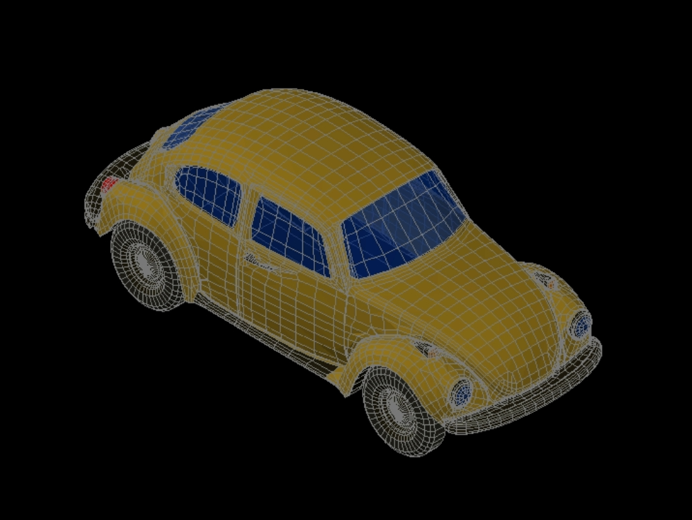 Automóvil Volkswagen Vocho en 3D.
