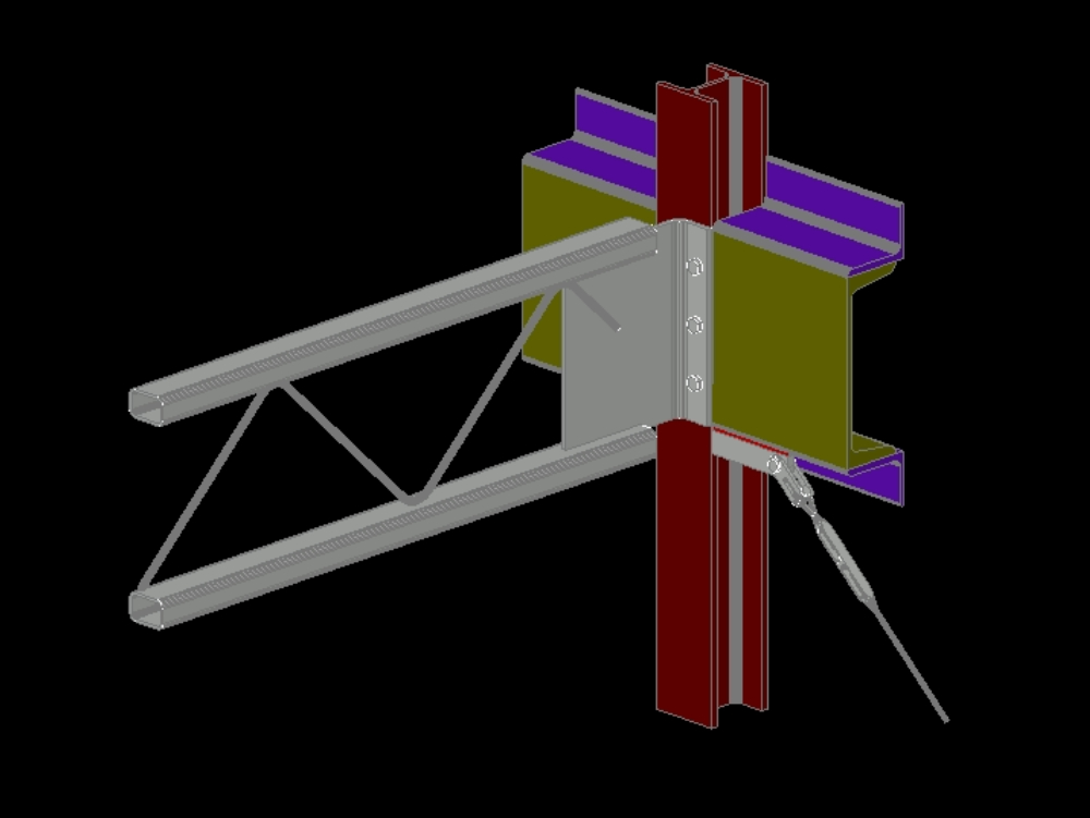 Balken- und Stützentreffen in 3D.