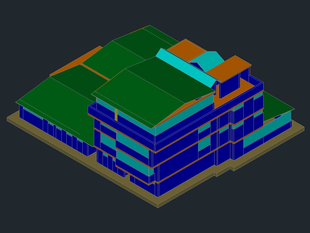 3D-Haus mit vier Ebenen