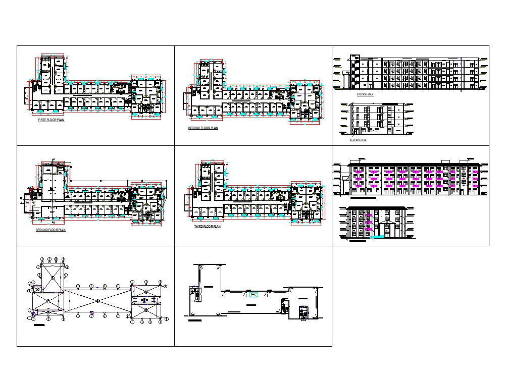 Hostel in AutoCAD | Download CAD free (1.25 MB) | Bibliocad