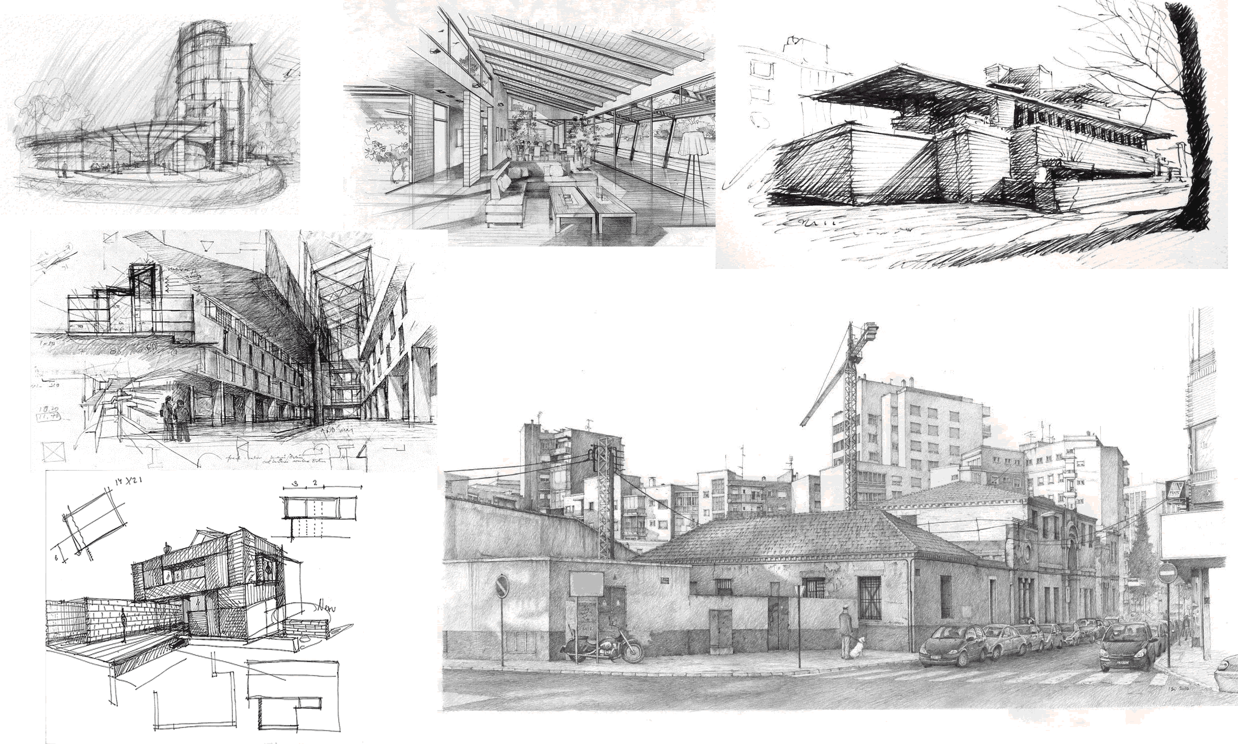 Sketches of perspective in architecture