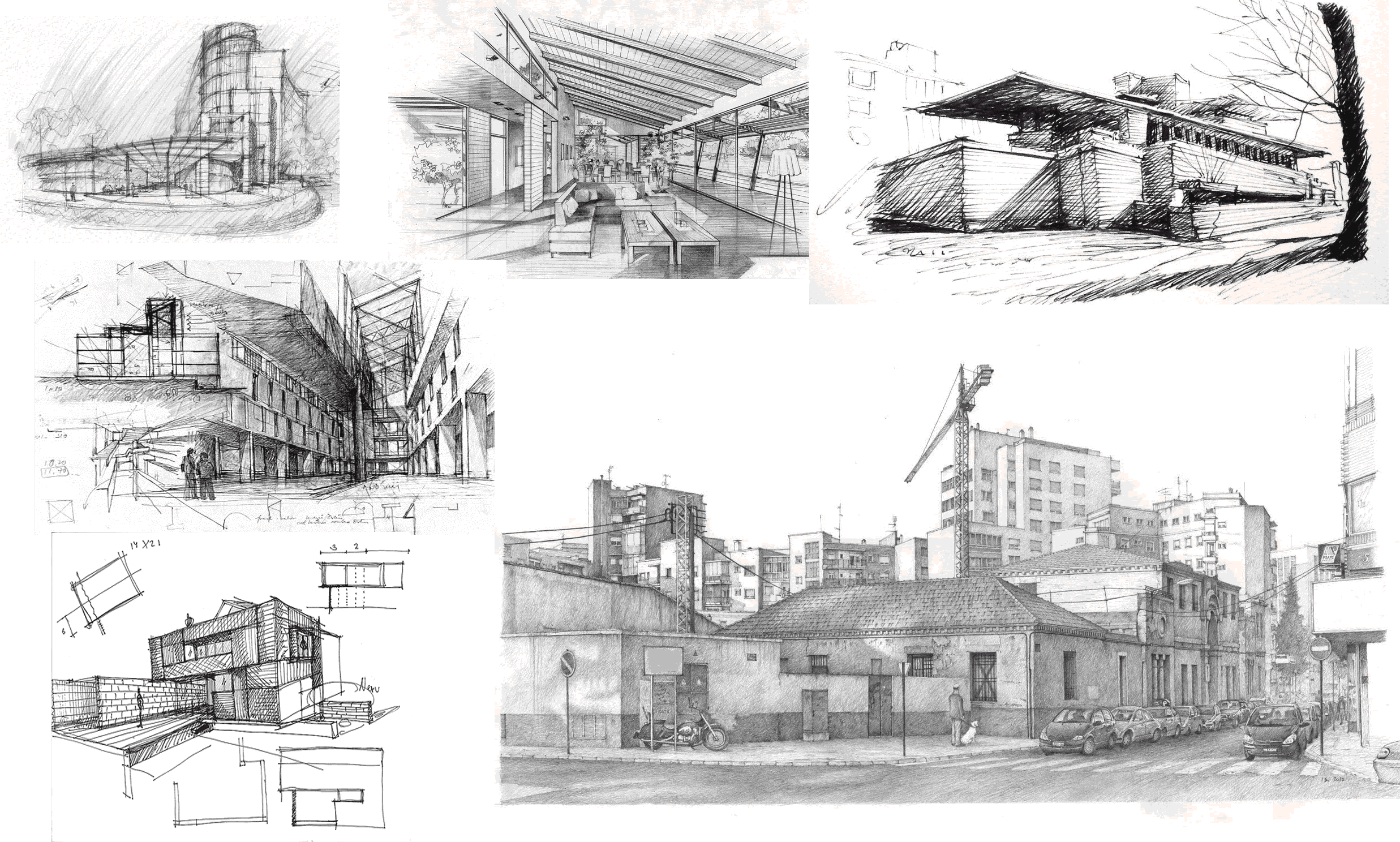 Esboços de perspectiva de arquitetura