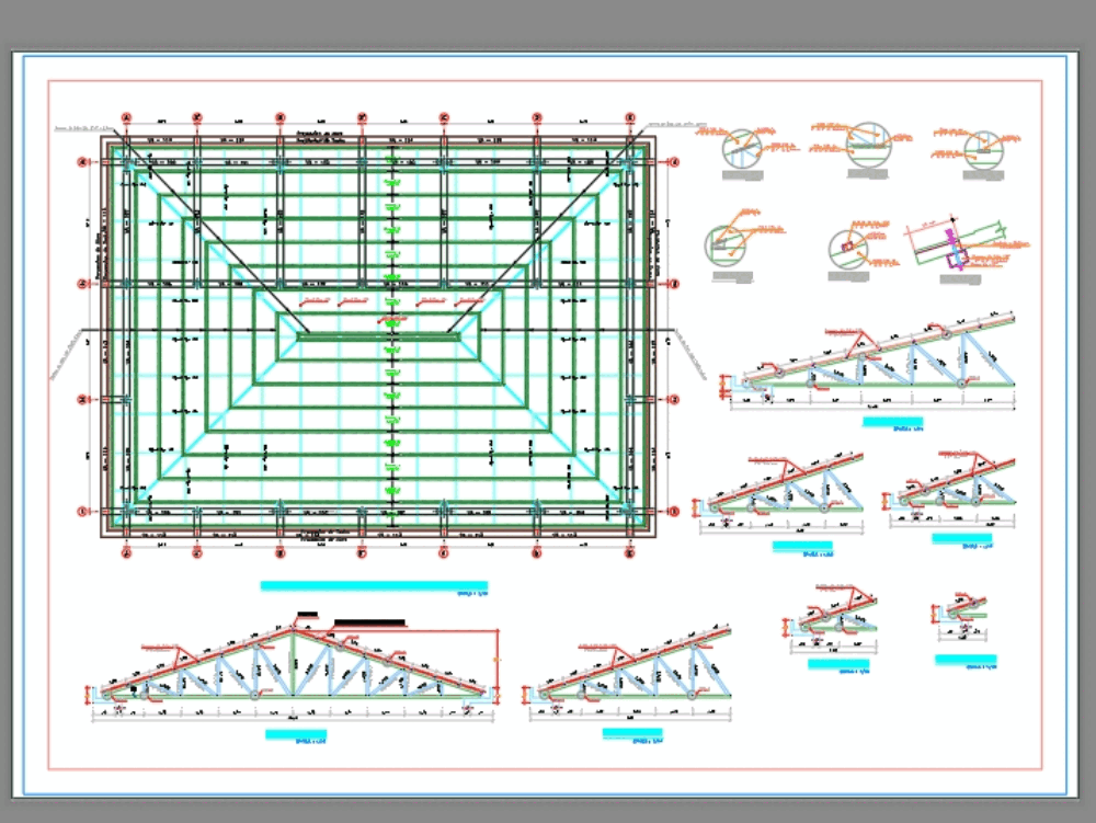 Estructura de techo metalico en AutoCAD  CAD (1.08 MB 