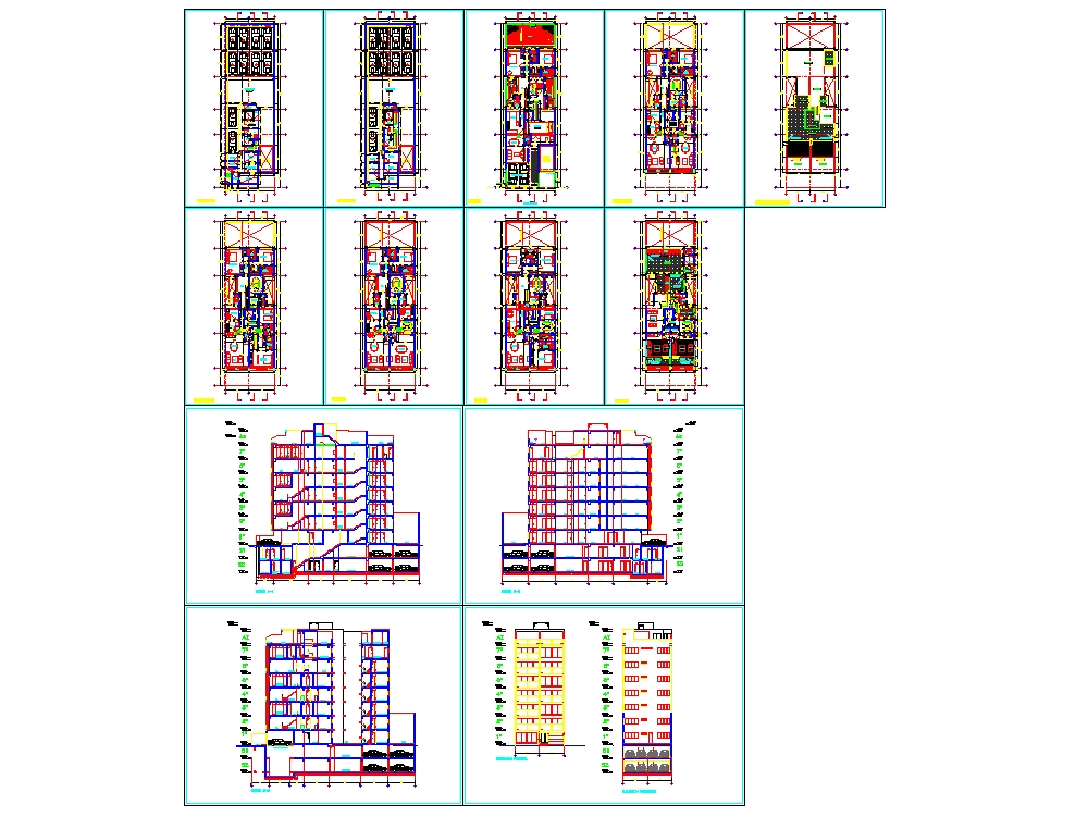 Proyecto Edificio Multifamiliar En Autocad Cad Mb Bibliocad