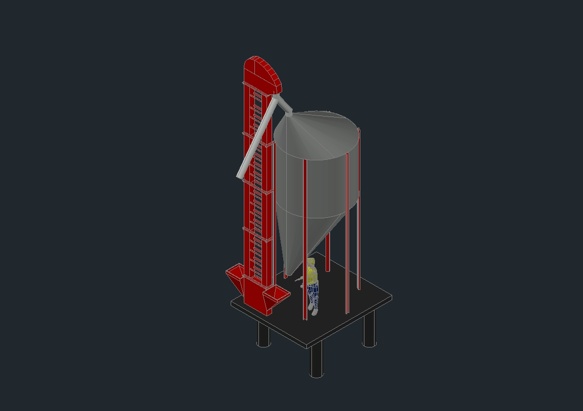 ascenseur et silo modèle 3D