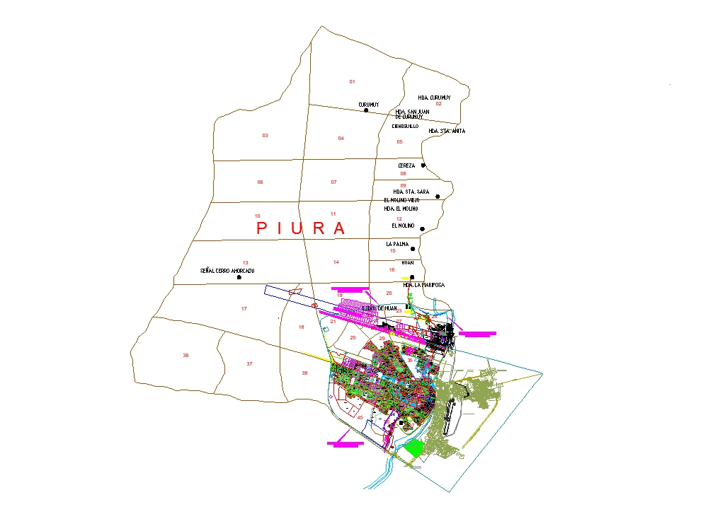 Plan der Stadt Piura