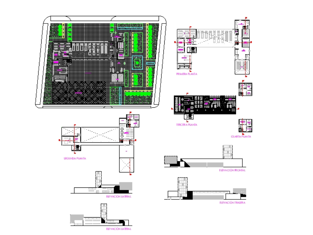 Caserne centrale des pompiers dans AutoCAD CAD (1.41 MB) Bibliocad
