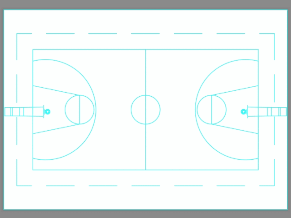 Cancha basquetbal en AutoCAD | Descargar CAD gratis (6.25 KB) | Bibliocad