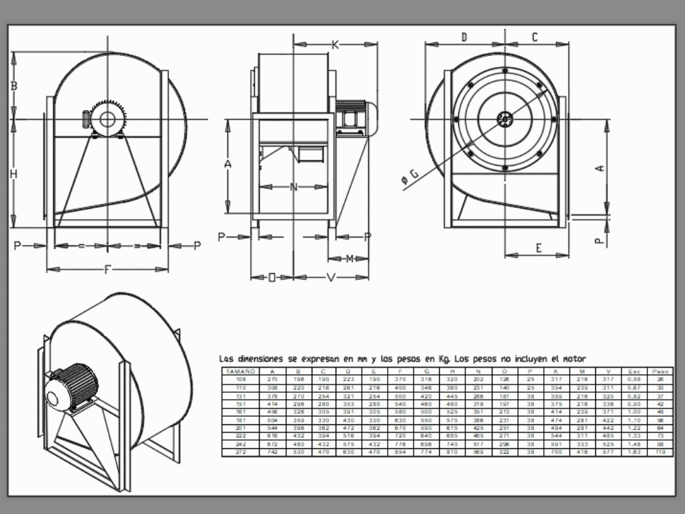 centrifugal fan autocad drawing free download