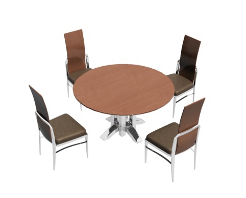 Dining room set, table and chairs  3d