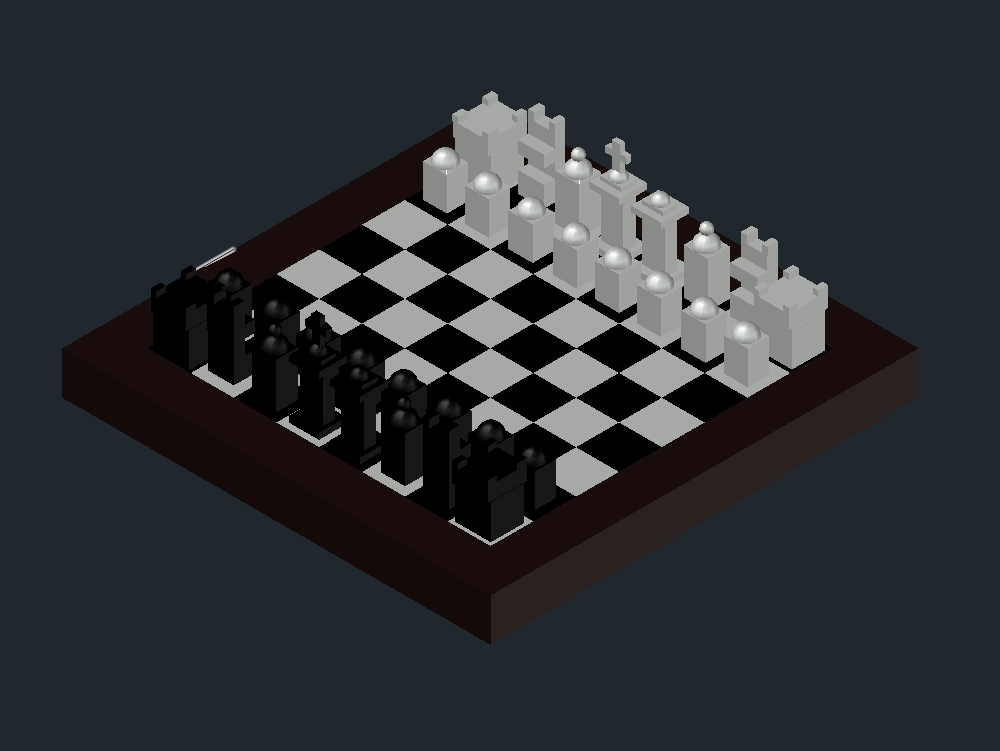 Tabuleiro de xadrez 3d. em AutoCAD, Baixar CAD Grátis (285.01 KB)