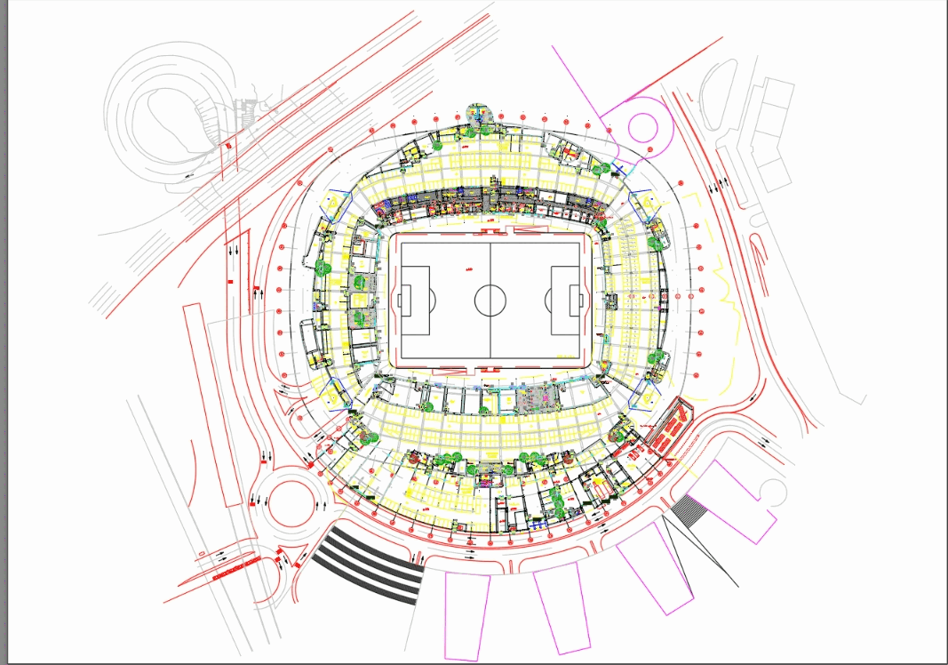 Stadium plan in AutoCAD Download CAD free (8.01 MB