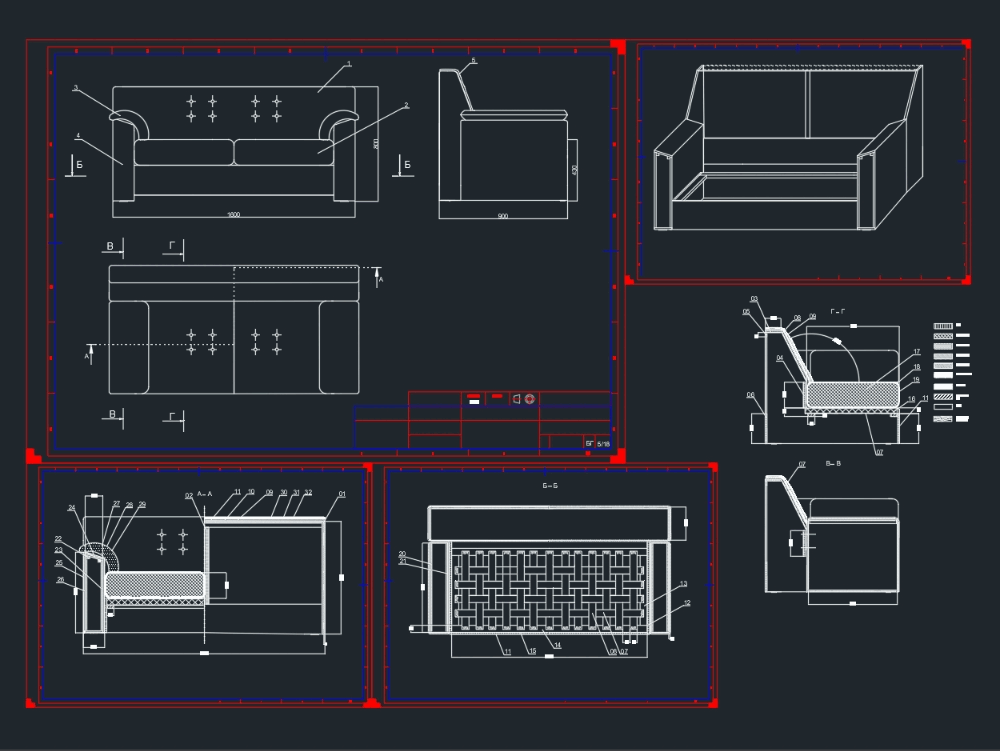 Sofa project in AutoCAD Download CAD free 255 84 KB 