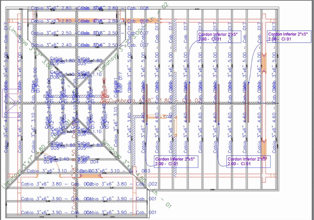 Estructura entrepiso casa de madera en AutoCAD | CAD (58.67 KB) | Bibliocad