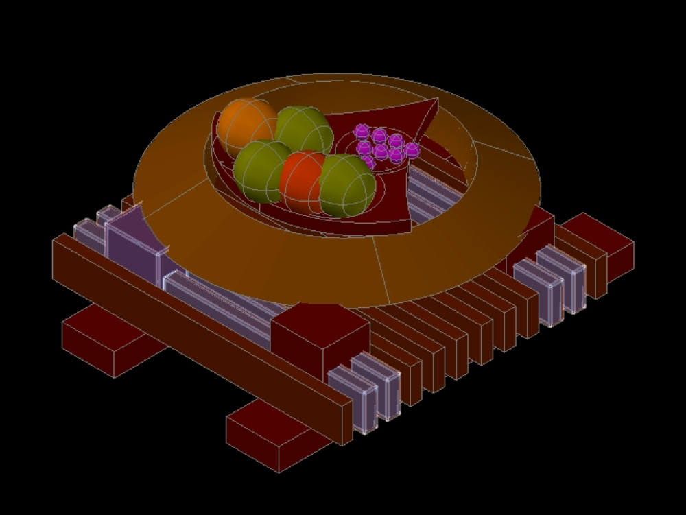 bol de fruits en 3D